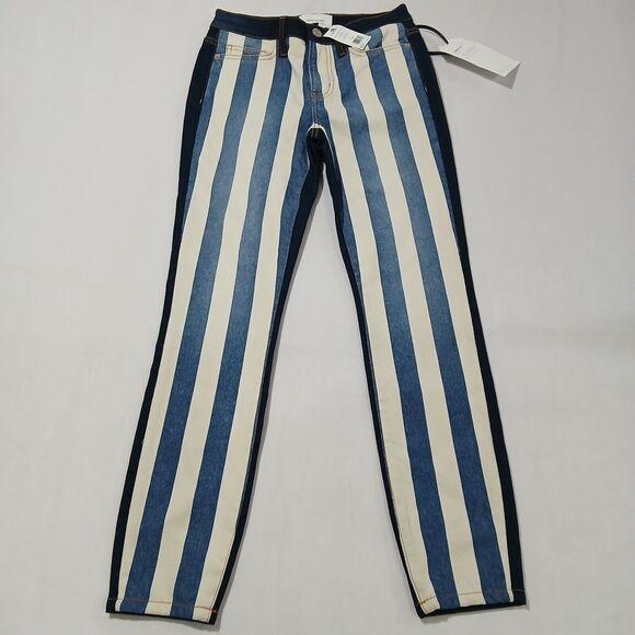 Current Elliott Jeans 24 The Stiletto High Waist Ankle Skinny The Bay Stripe NEW - Picture 1 of 11